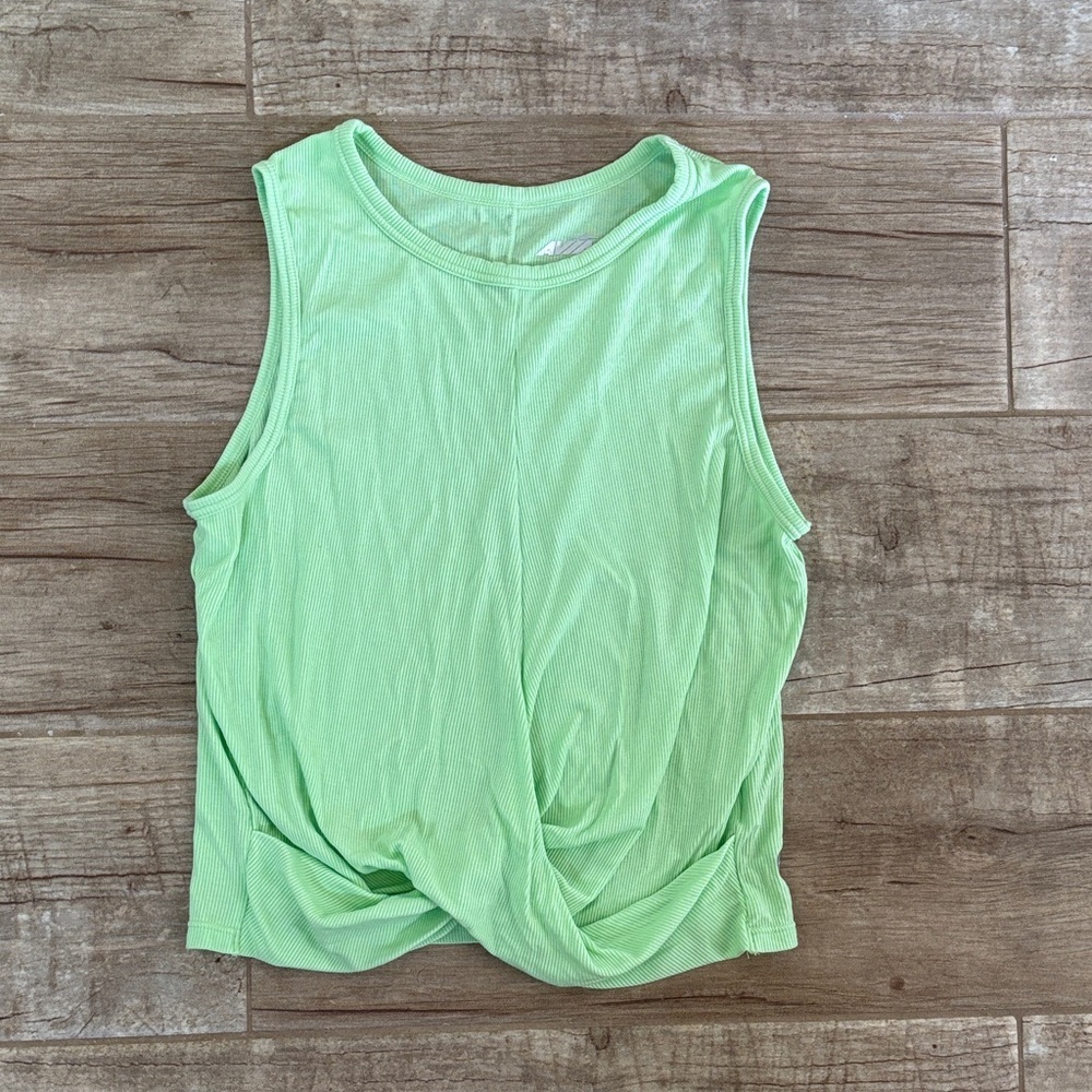 Avia Mint Green Ribbed Workout Twist Front Top